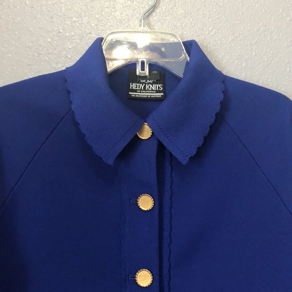Vintage Hedy Knits jacket Women's s Small blue button front sweater grandma EUC - Picture 2 of 13